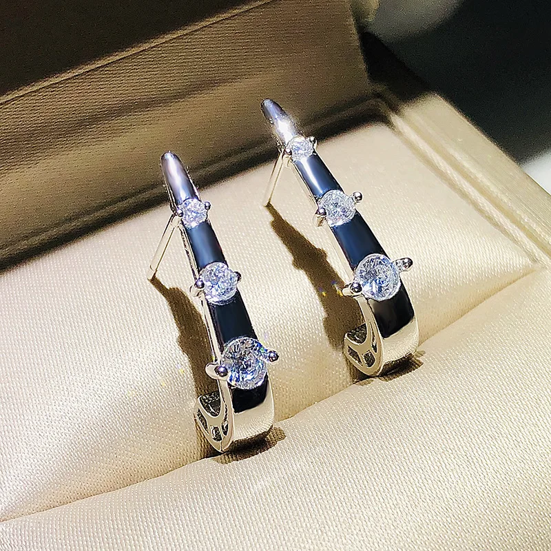 Женские серьги гвоздики из серебра 925 пробы с бамбуковым