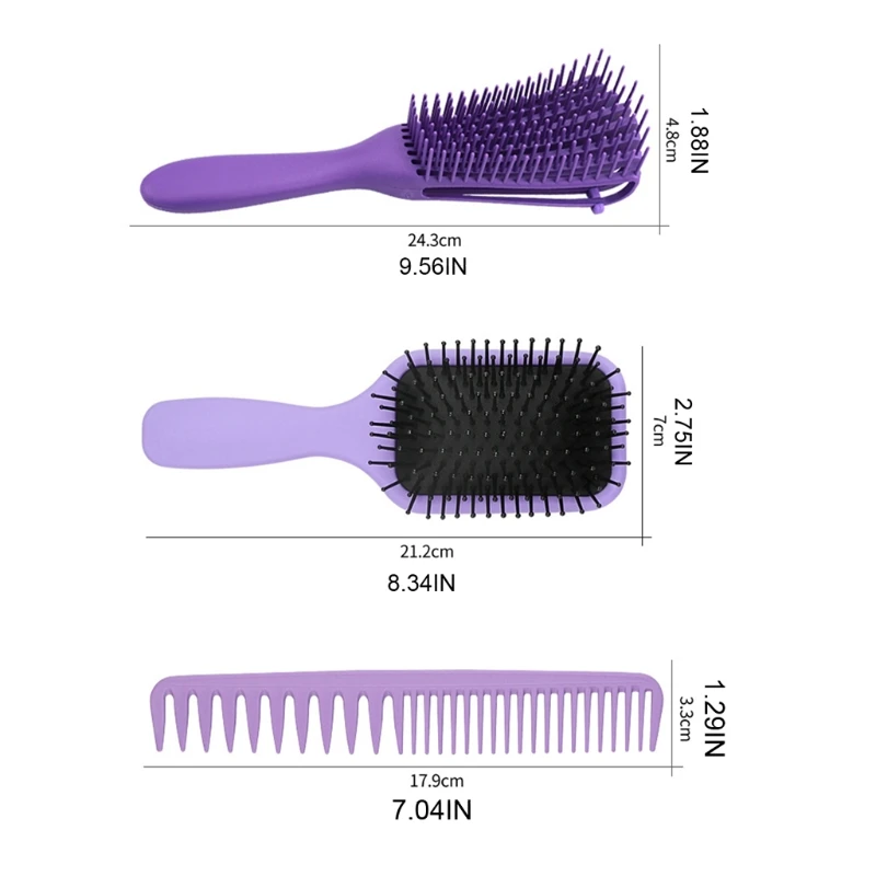 

Hair Brush Set For Women 4pcs With Detangling Paddle Brushes and Hair Combs Suitable for Wet or Dry Straight Long Thick