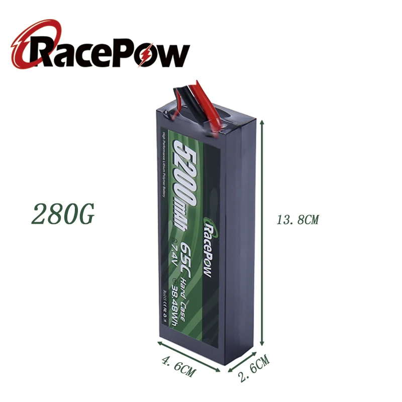 racepow 5200mah 74 v 2s 65c rc жесткий чехол lipo батаре