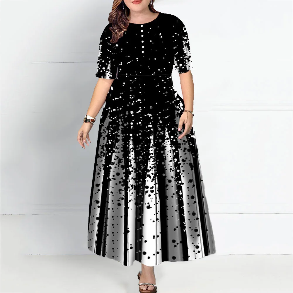 Платье женское длинное с коротким рукавом и принтом|Женские платья| |