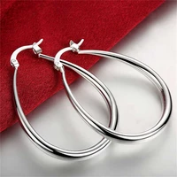 925 sterling silver smooth circle 41mm hoop earrings for women lady gift fashion charm high quality wedding jewelry