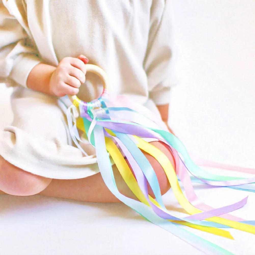 

Funny Baby Ribbon Ring Toy Creative Color Cognition Vision Training Kid Funny Band Toy Educational Wood Kit Gift