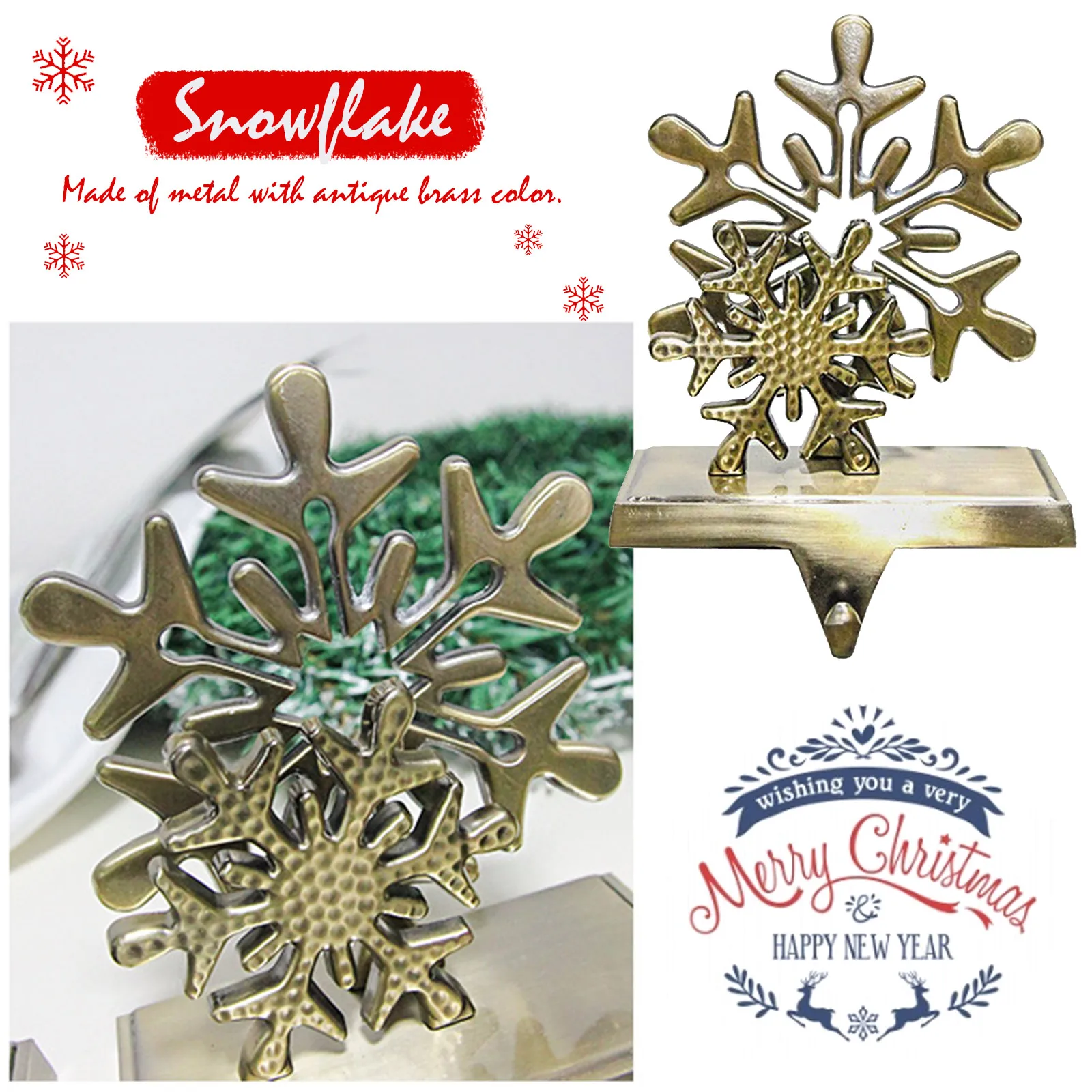 

Christmas Stocking Holder Snowmen Snowflake Xmas Tree Reindeer Hang Grip Stockings Clip Christmas Ornaments Craft