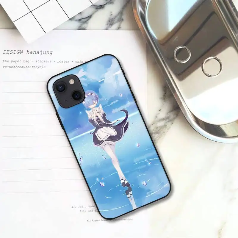 ruichi hot anime rezero ram rem phone case for iphone 11 12 mini 13 pro xs max x 8 7 6s plus 5 se xr shell free global shipping