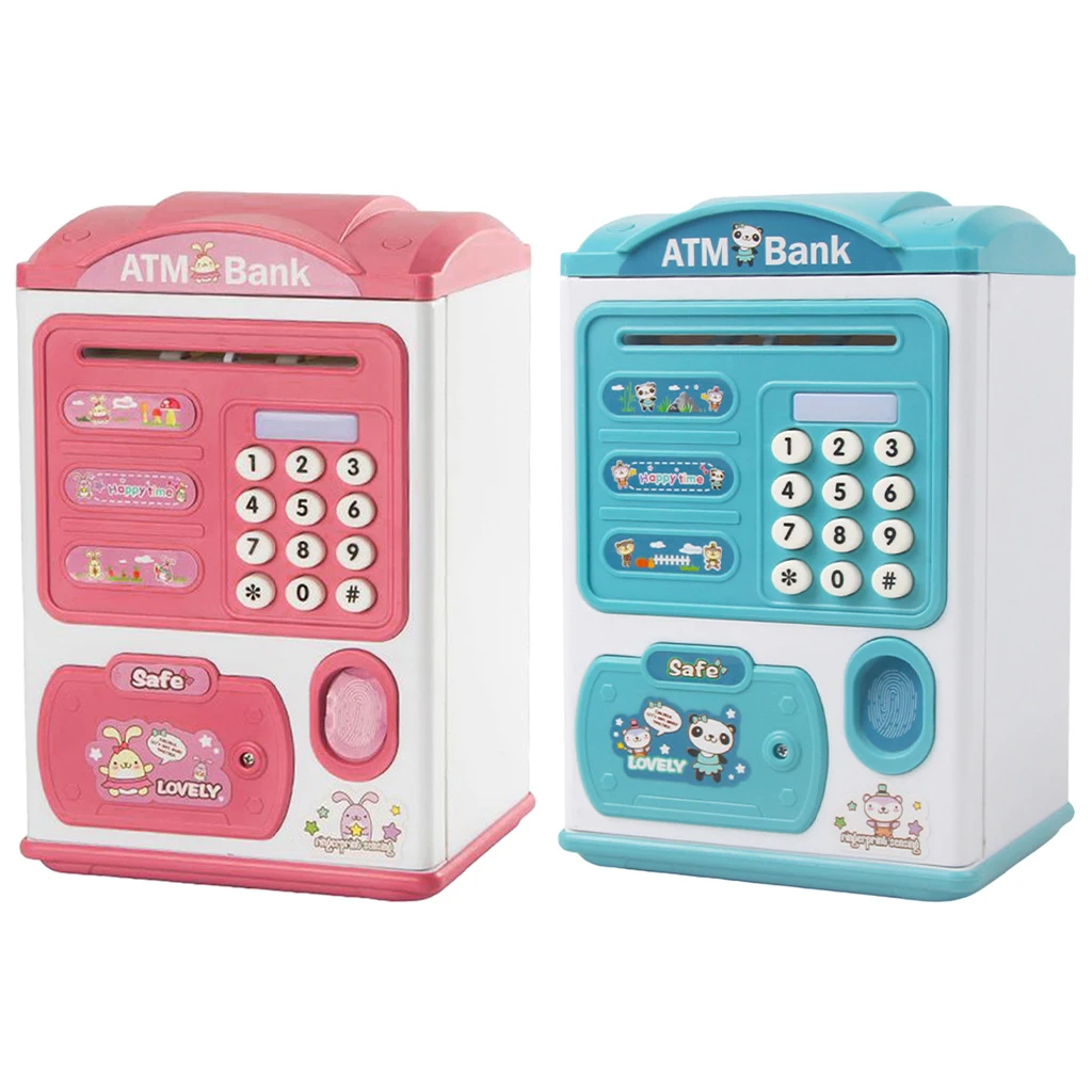 

Small Fingerprint ATM Piggy Bank Money Coin Saving Safe Boxes Password Lock
