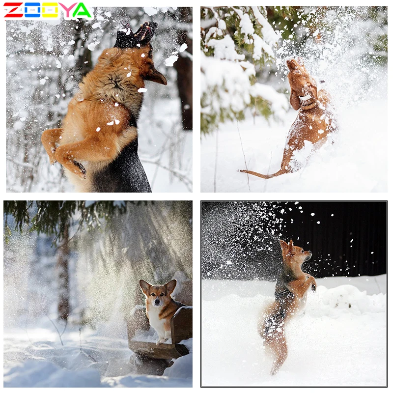 Алмазная живопись ZOOYA полностью квадратная для милых собак 30*30 см алмазная