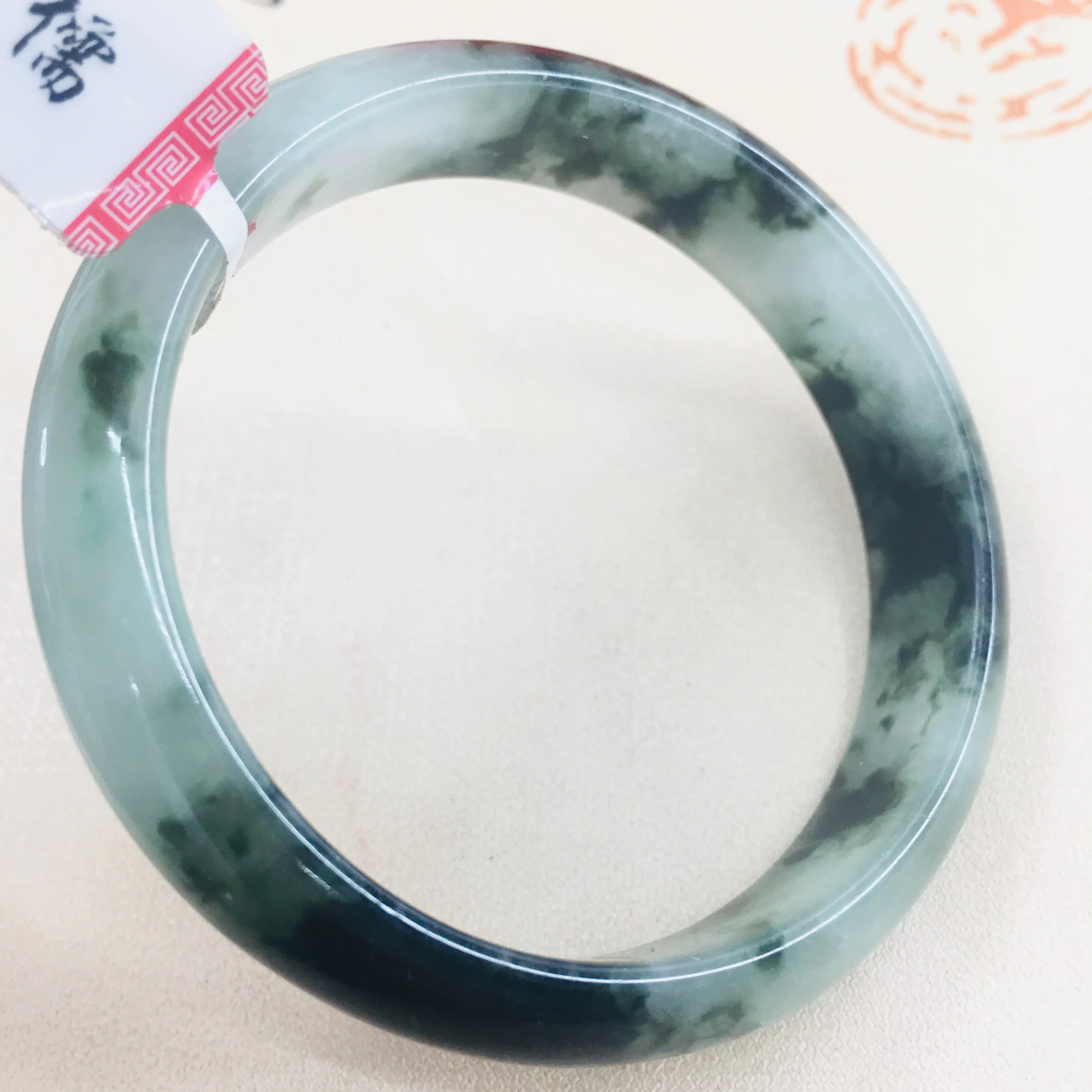 

Zheru Jewelry Pure Natural Jadeite Bracelet Natural Elegant Floating Blue Flower 54-62mm Female Jade Bracelet Send Certificate