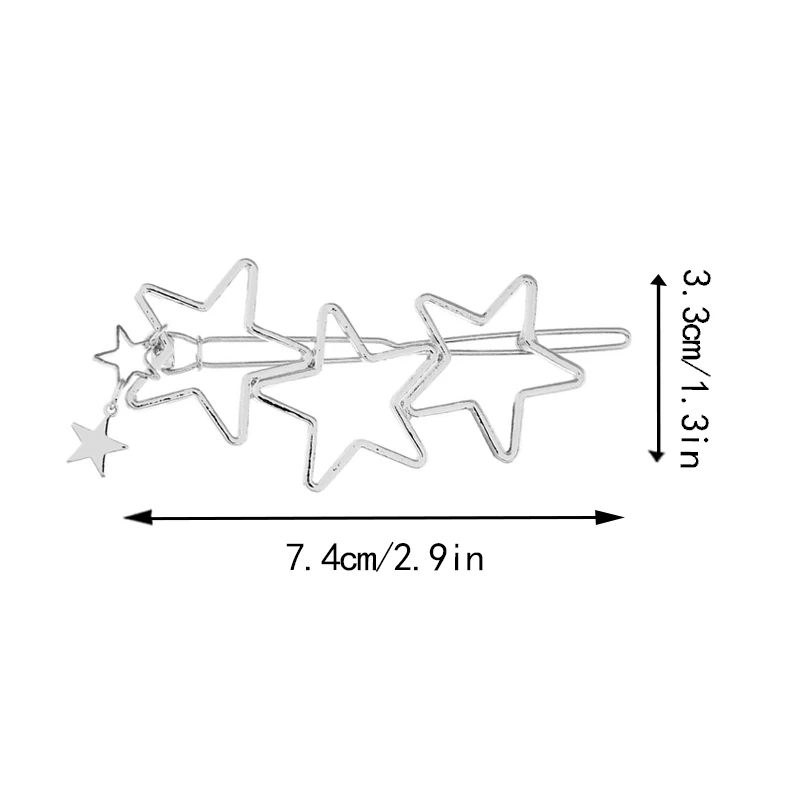 Three Start Sliver MISM сердца звезды заколки для волос для женщин Геометрическая заколка девушки заколка для волос Металлические золотые серебряные аксессуары для волос шпильки из сплава - Цвет: Three Start Sliver