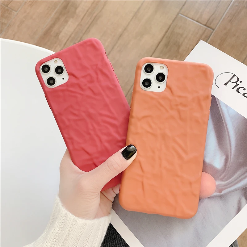 Сплошной Цвет Ретро морщин чехол для телефона для iphone 11 11Pro Max чехол s для iphone X XR XS Max 7 6 6S 8 Plus задняя крышка Capa