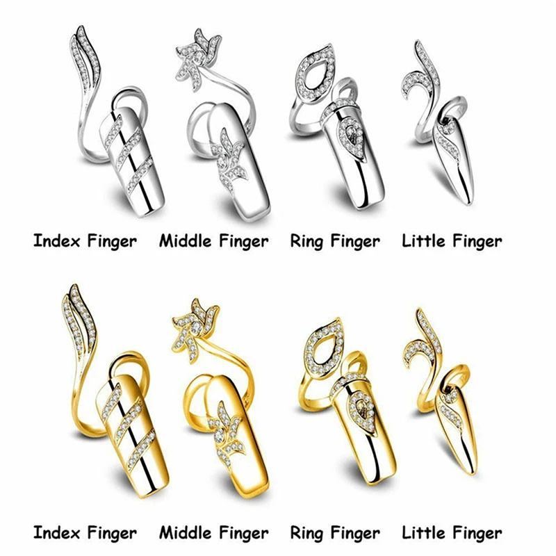 Креативные наборы колец для ногтей посеребренные цветные кольца вечерние