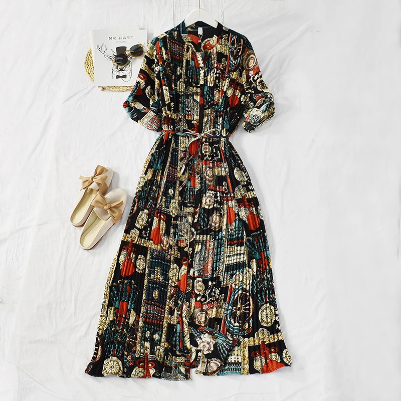 Женское длинное платье в национальном стиле Пляжное с цветочным принтом