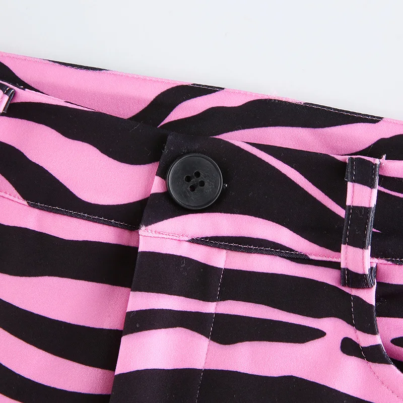 

Aesthetics Zebra Printed Long Pants E-Girl Punk Style Mid-Waist Loosed Straight Pant Streetwear Trousers