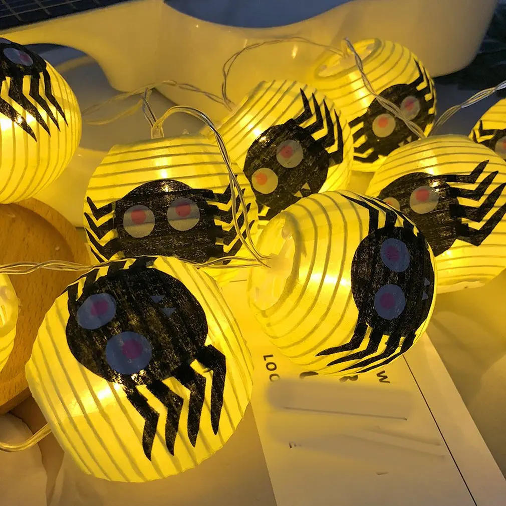 10Led Хэллоуин Желтый Паук блестящие бумажные фонари место реквизит для