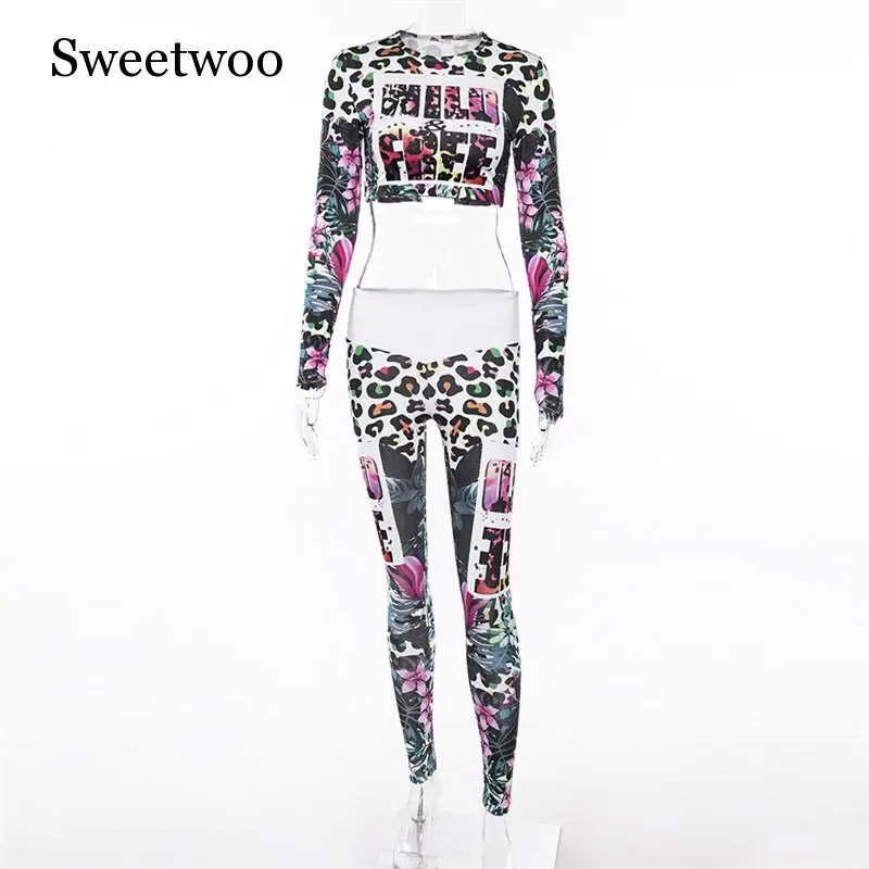 Женский леопардовый костюм для йоги и спортзала с высокой талией буквенным