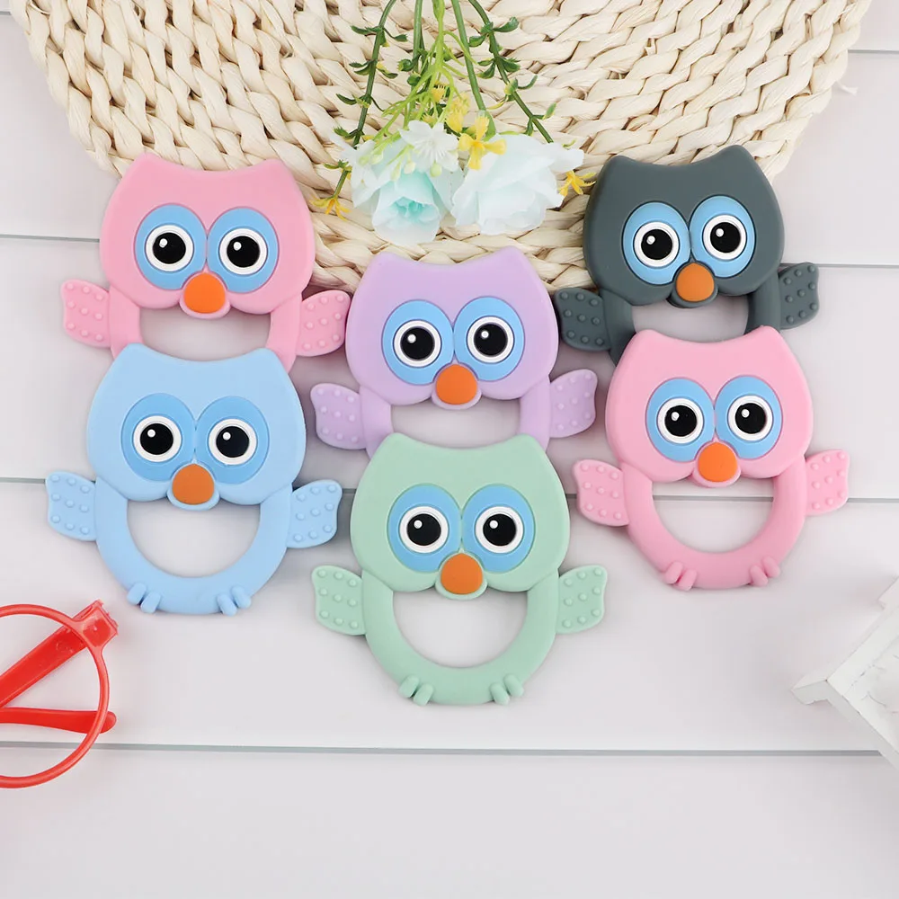 Kovict-mordedores de silicona de animales para beb&eacute;, accesorios de cadena de chupete de b&uacute;ho de dibujos animados, mordedor masticable para ni&ntilde;os, juguetes de lactancia, 5/10 piezas-3