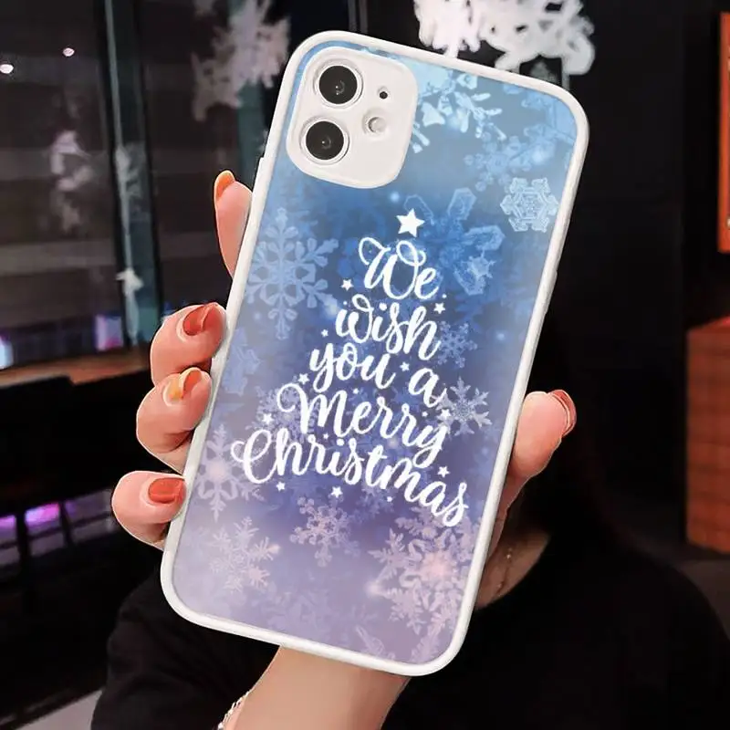 

Merry Christmas snowflakes Phone Case Matte Transparent for iPhone 7 8 11 12 s mini pro X XS XR MAX Plus cover funda