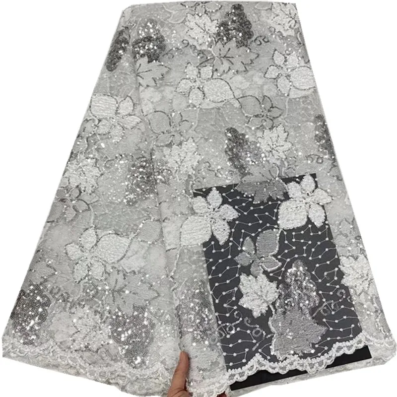 

2021 Sequins Design African Mesh Laces Fabric High Quality French Tulle Laces Fabric Beautiful Tulle For Party Materials DP21504