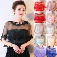 women black applique tulle evening prom cape o neck solid soft elegant formal sheer cape halloween wedding cosplay shawl red