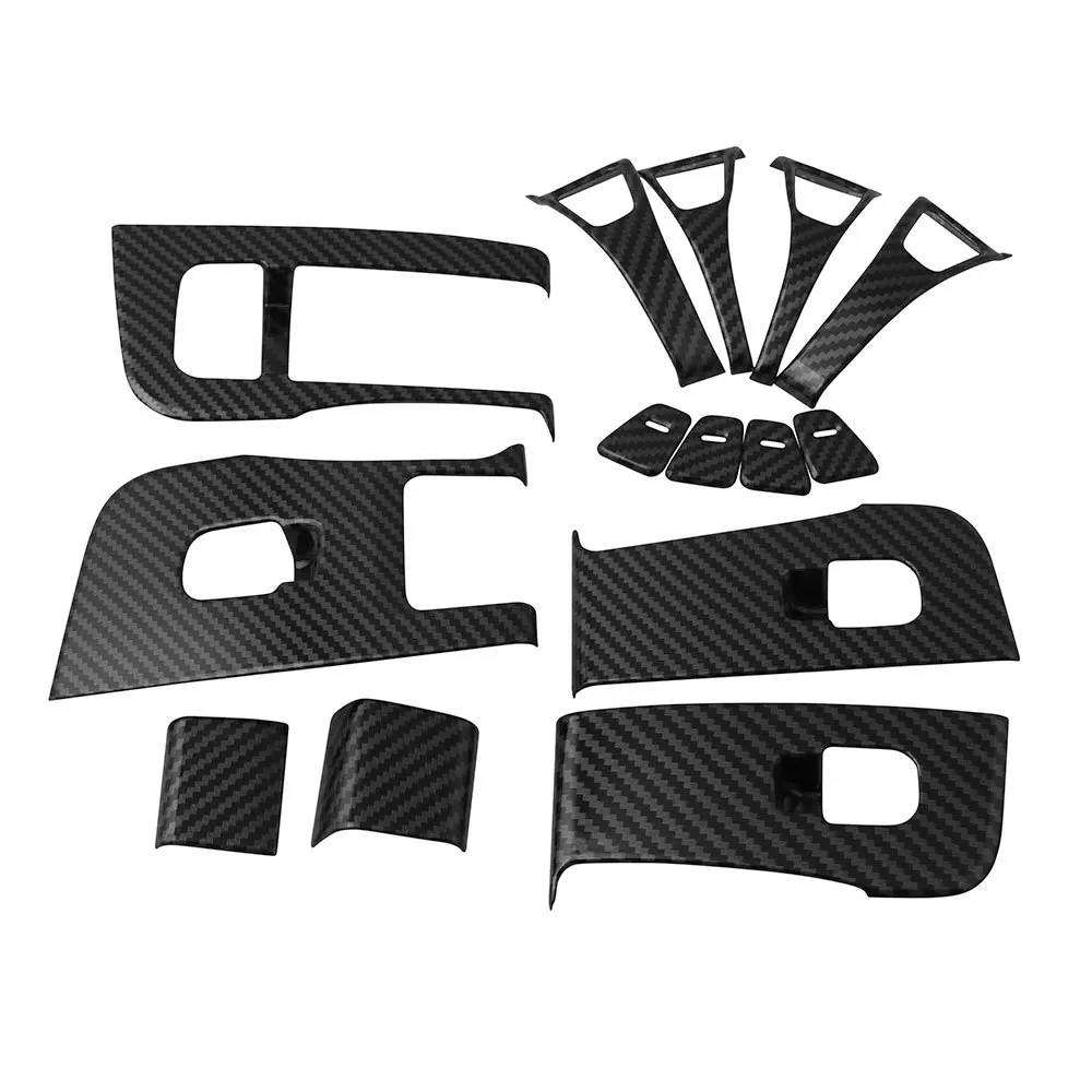 

14 шт. модель 3 карбоновое волокно ABS защита для дверного замка крышка кнопка включения окно украшение Стикеры для Tesla модель 3(2017-2020)