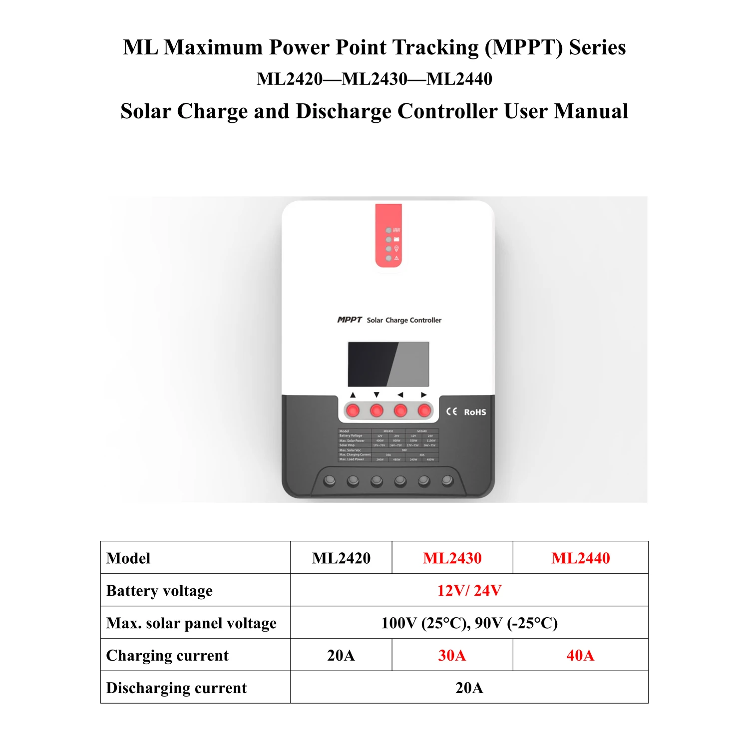 

EPEVER Professional MPPT Solar Charge Controller 40A 12V/24V Battery Regulator with LCD Display