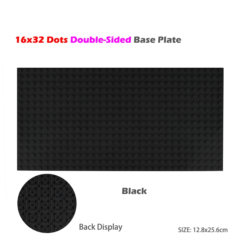16x32 Black Строительные блоки, аксессуары, игрушки, двухсторонняя Базовая пластина, детские строительные игрушки, совместимые с классическими блоками, игрушки - Цвет: 16x32 Black