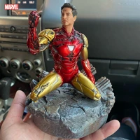 16cm disney the avengers 4 kneeling iron man figam snap the fingers war damaged mk85 figure model toy ornament doll for youth
