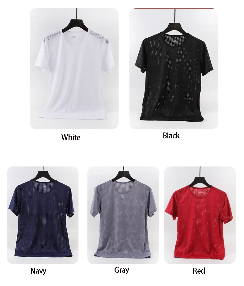 Men's Sexy Transparent Mesh T-shirts Male Short Sleeve Hollow Out T Shirt Summer Casual Fitness Tee Tops Plus Size D501605 | Мужская