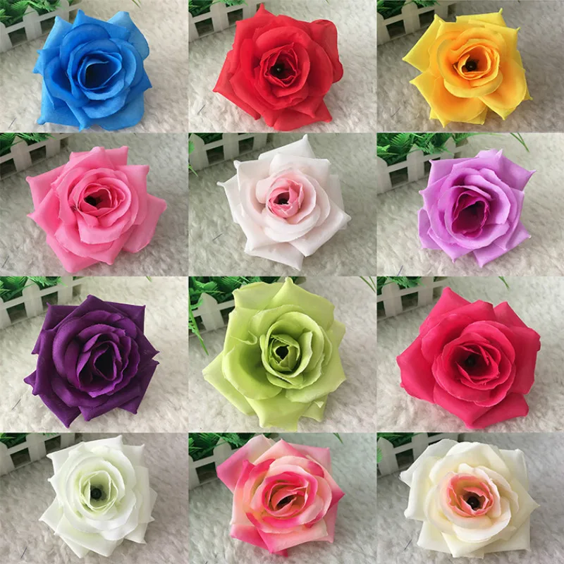 

1PC Artificial Rose Flowers Cheap 9m For Wedding Car Decorative wedding Rose Scrapbooking Craft Flores simulation flower head