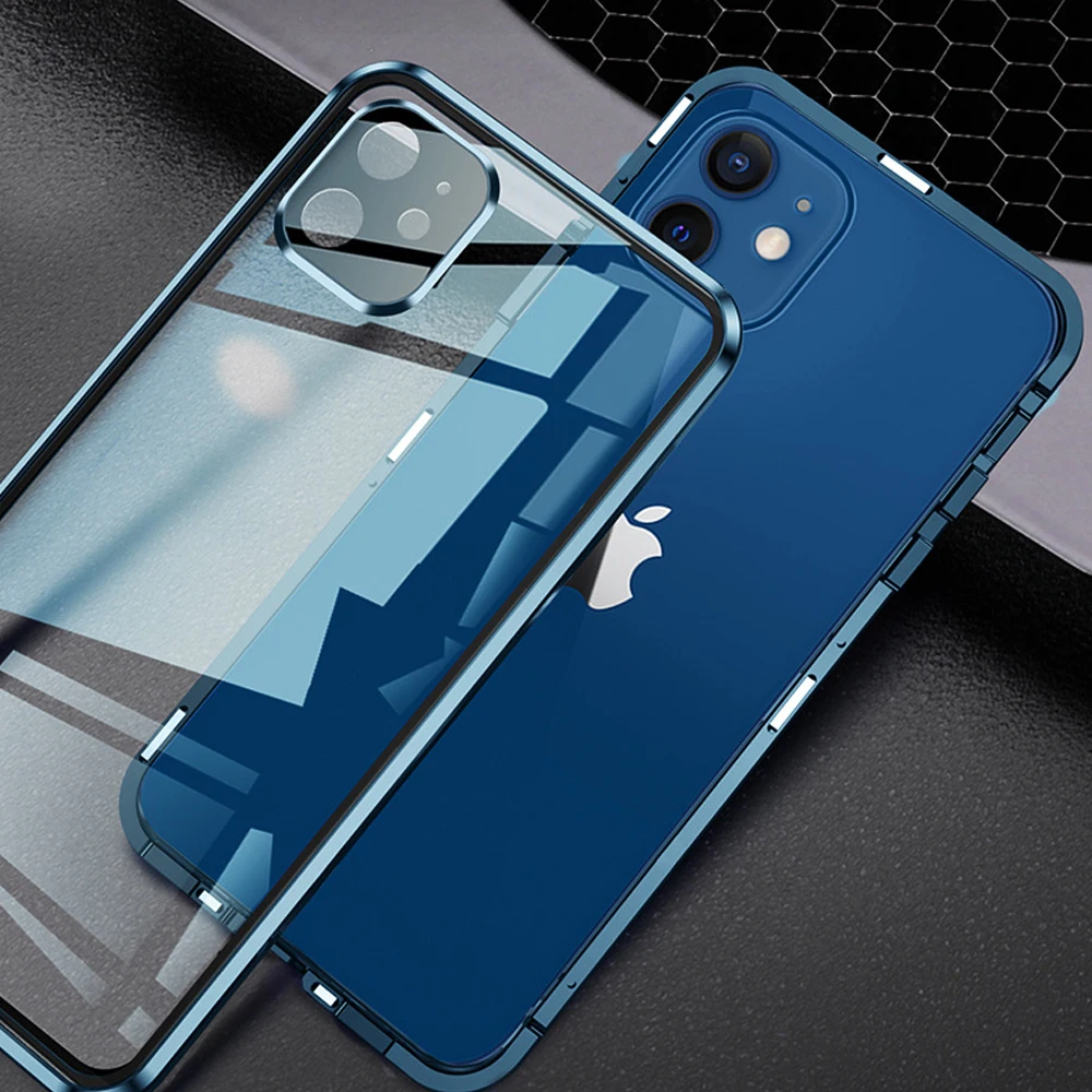 Двухсторонний чехол с пряжкой для iPhone 11 12 Pro Max металлический откидной Чехол