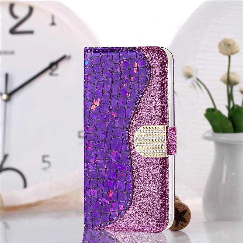 

Luxury Laser Diamond Leather Case For Xiaomi Redmi Note 7 Pro 6 6A 5A Glitter Phone Bags Magnetic Stand Funda Coque Shockproof
