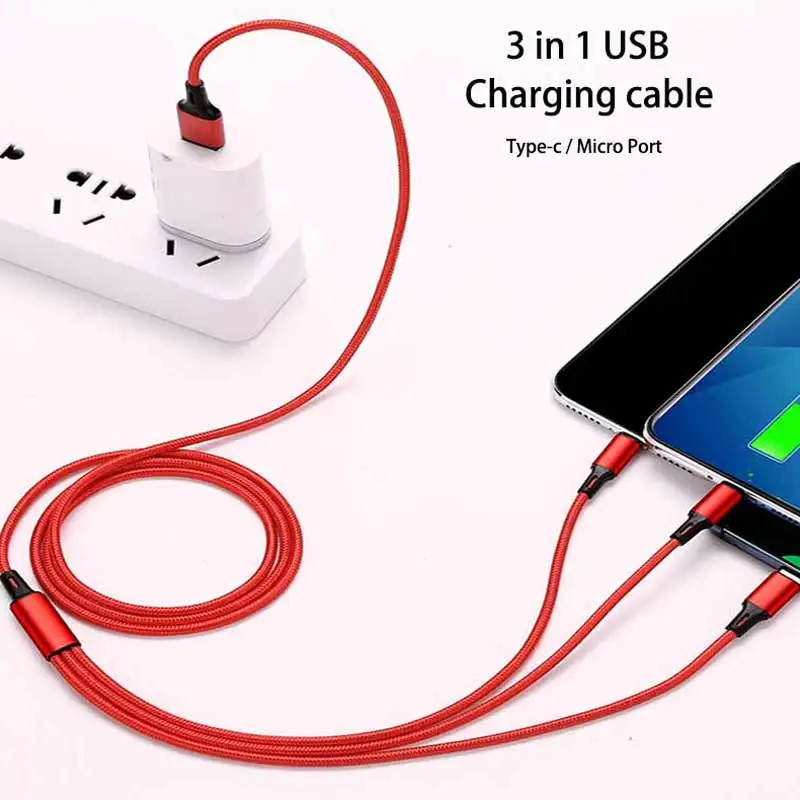 Зарядное устройство Usb кабель для samsung s7 s8 type-c usb зарядный кабель для xiaomi huawei 3 в 1 micro usb быстрая зарядка шнур для oppo vivo