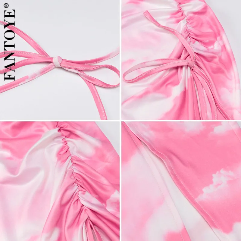 Женское платье без рукавов FANTOYE с разрезом рюшами и завязками открытой спиной |