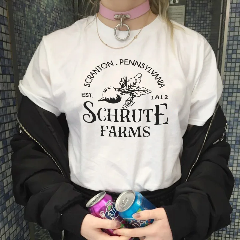 Schrute Farms футболка женская с принтом кавайная футболка Scranton Пенсильвания топы корейский стиль Vogue Повседневная Женская футболка с коротким рукавом