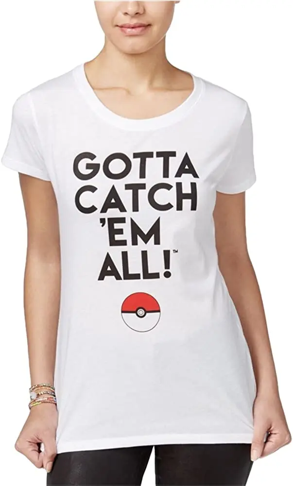 

Womens Catch 'Em All Pokemon Graphic T-Shirt New Arrivals Harajuku Tee Summer 2020 Pure Cotton Breathable Short Sleeve Tshirt