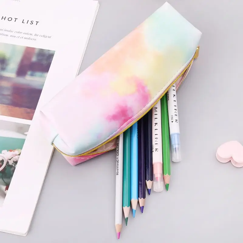 

Pencil Case Colorful Pink Makeup Cosmetics Bag Pen Box Storage Pouch Case School Supplies Stationery