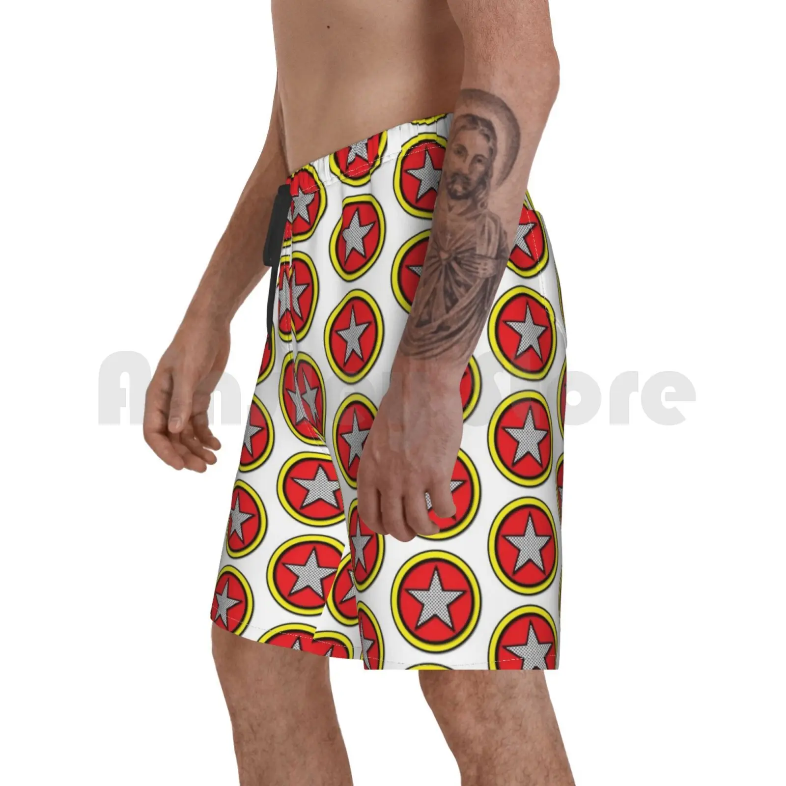 

Пляжные шорты, Звездный щит, эмблема, Звездный щит, полутоновые супергерои, суперзлодей