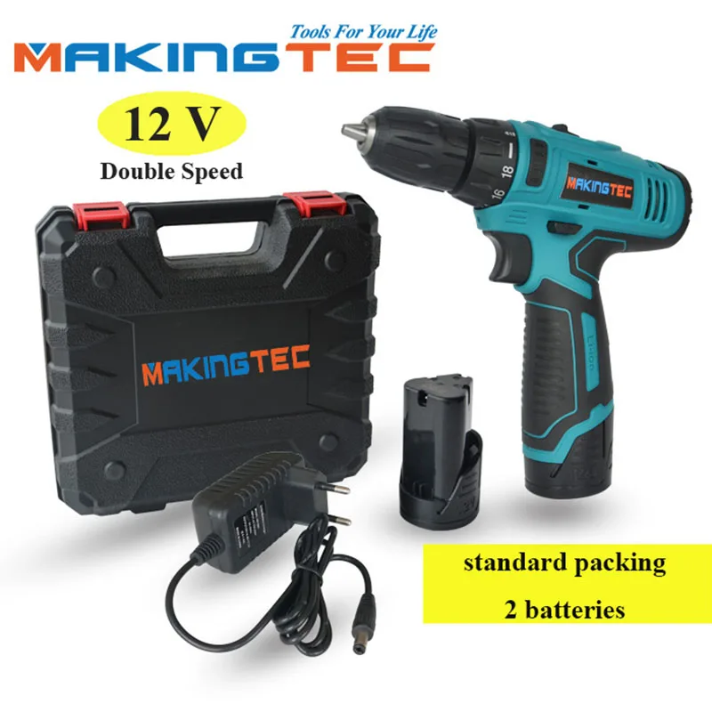 MAKINGTEC 12V Cordless Drill Electric Screwdriver Hand Drill Power Driver Lithium-Ion Battery Wireless Power Drill Power Tools