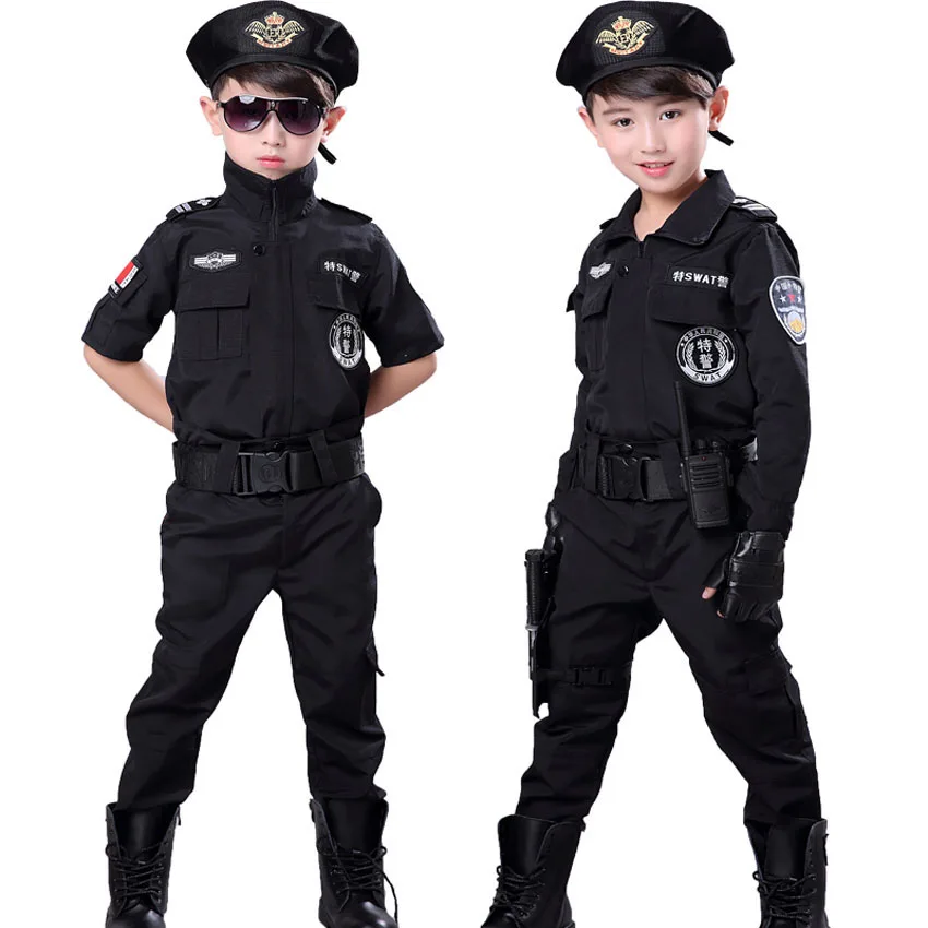 Костюм для косплея полицейского на Хэллоуин мальчиков и девочек спецназ боевой