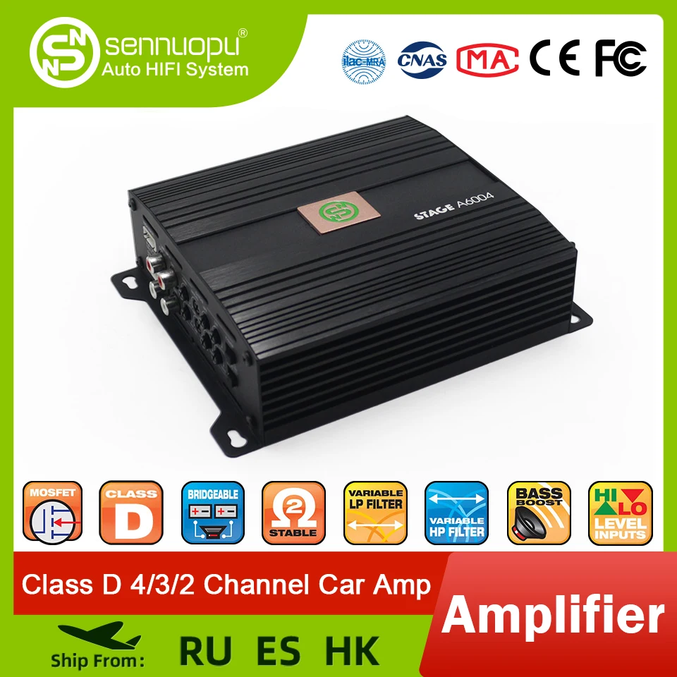 Sennuopu A6004 4-канальный Монофонический звук класса D усилитель предусилитель 12 В, усилитель Dsp-процессора для автомобилей - изображение