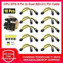 10PCS EPS CPU 8 Pin Female to PCIE Dual 8 Pin Male Adapter Power Cable Graphics Card Extension Cable GPU Power Supply Splitter