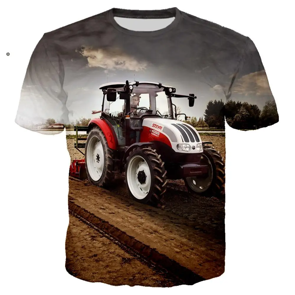 

2021 Summer New 3D Print New Car Tractor Oversized T-Shirt Men Hip Hop Ropa Hombre Casual Streetwear Fashion Loose Boy T-shirt