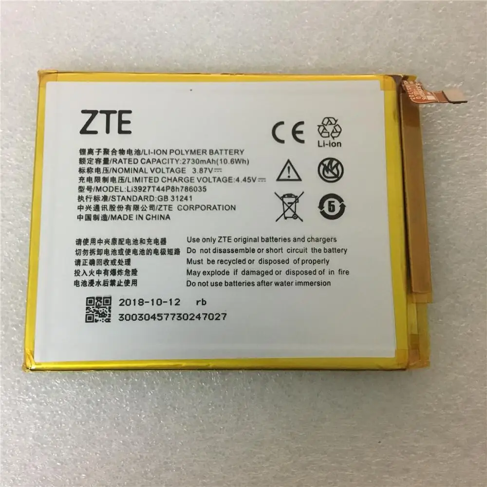 100% реальная батарея 2730mAh Li3927T44P8h786035 для ZTE Blade V8 V7 BV0800 BV0701 A910 Высококачественная +