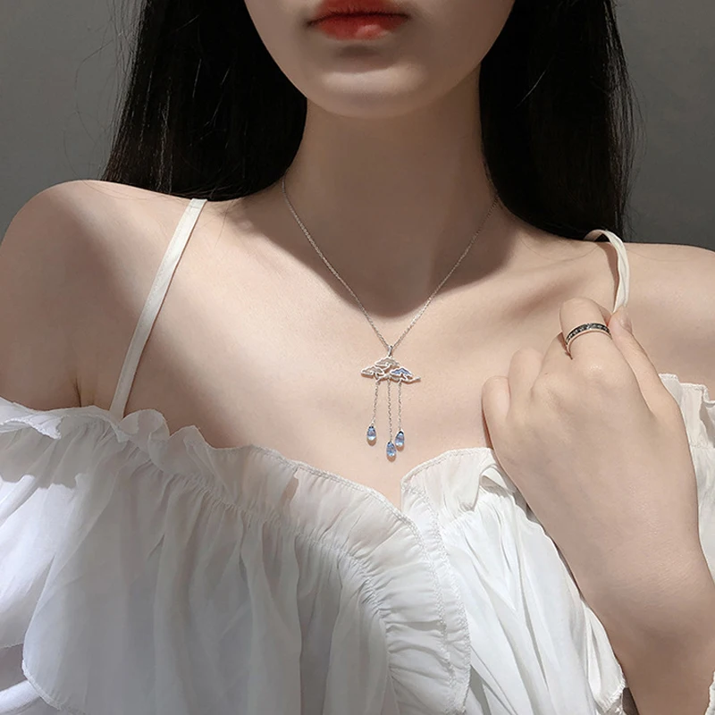 Женское Ожерелье-чокер из серебра 925 пробы с кулоном в виде облаков | Украшения и