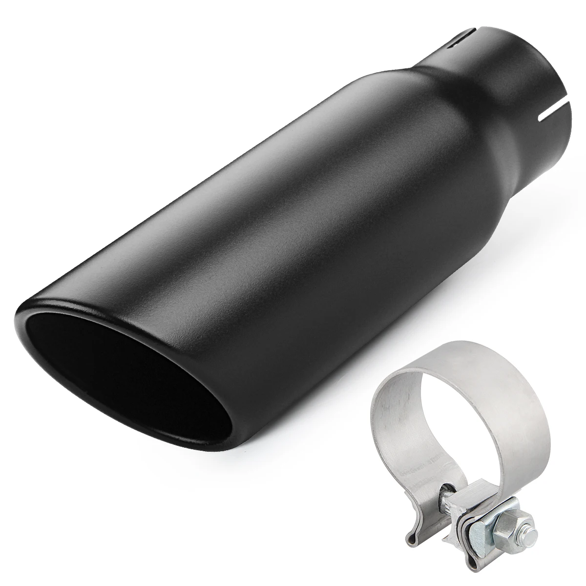 

Exhaust Pipe of 3" Inlet 4" Outlet 12" Overall Length Clamp Bolt On Black Powder Coated for Truck