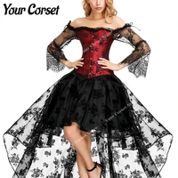 wedding dress corset for women black goth corset with sleeves long sexy corset bustier dress plus size off shoulder white corset