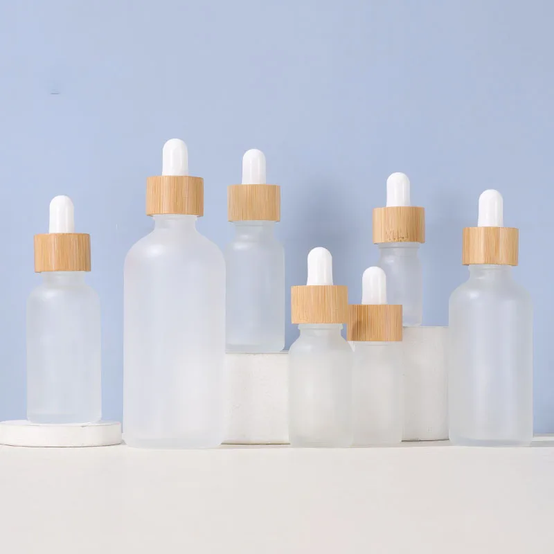 

5 Pcs 5ml 10ml 30ml 50ml Empty Glass Bottle With Bamboo Lid Essential Oil Dropper Bottle Pipette Bottle Vials For Aromatherapy