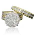 Женский комплект колец с фианитами, серебристые кольца на палец, винтажные золотистые круглые кольца с кристаллами, 2020