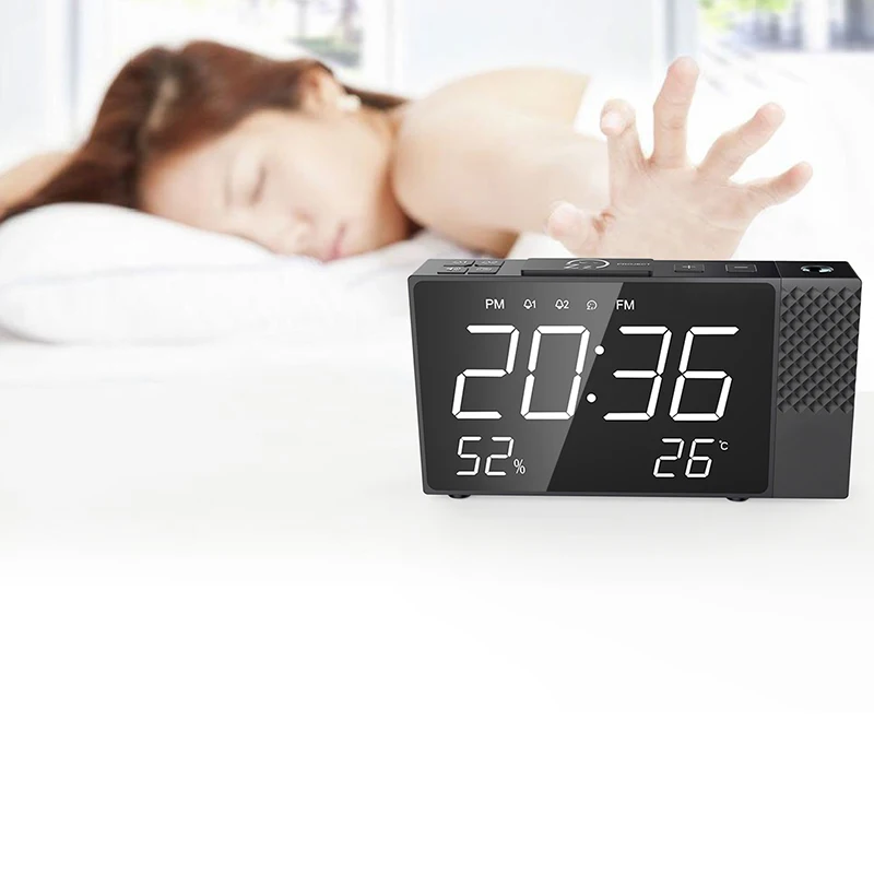 Цифровой проектор часы Bluetooth радио будильник динамик температура 2 USB порты