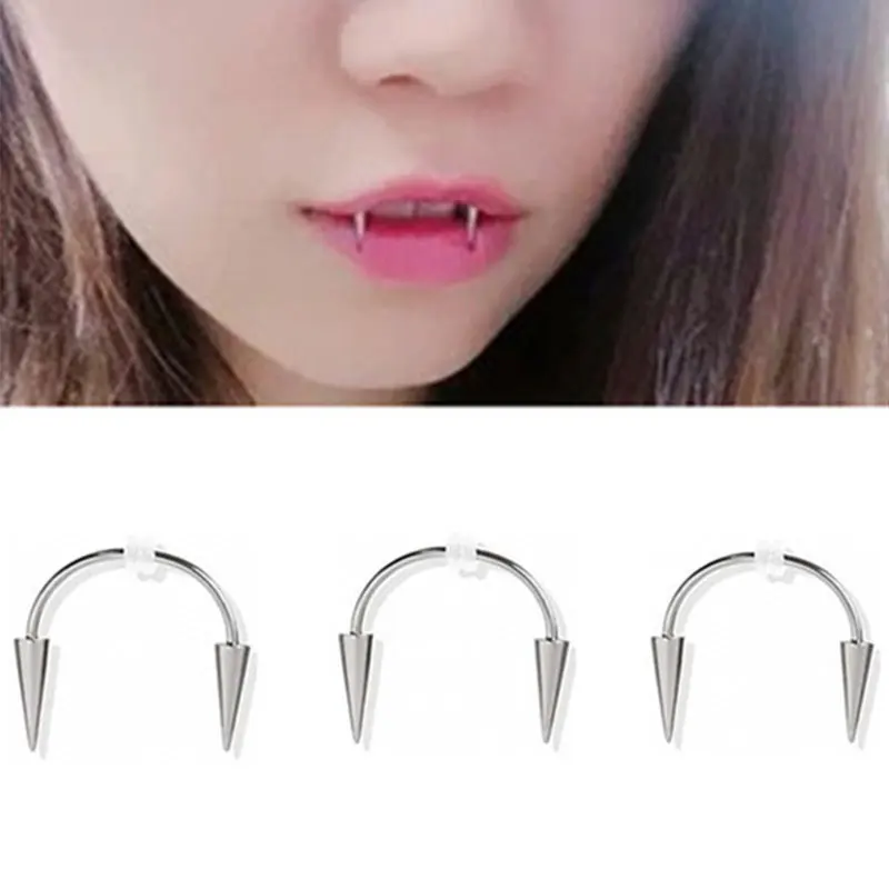 

Tooth Decoration New Stainless Steel C Rod Smile Lip Tiger Tooth Nail Zombie Tooth Lace Nail Vampire Piercing Jewelry