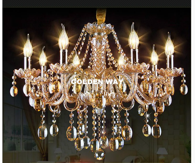 Бесплатная доставка Янтарный К9 Хрустальный люстра светильник для гостиной E14